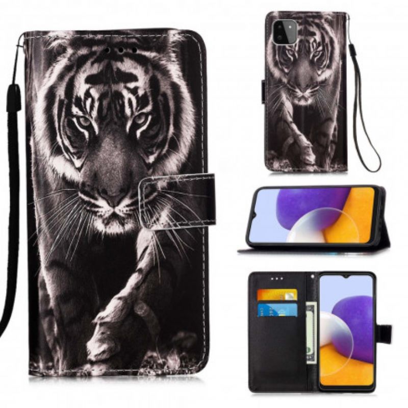 Peňaženkový Kryt Samsung Galaxy A22 5G Nočný Tiger