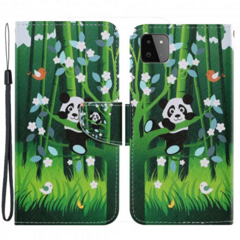 Peňaženkový Kryt Samsung Galaxy A22 5G Panda Walk