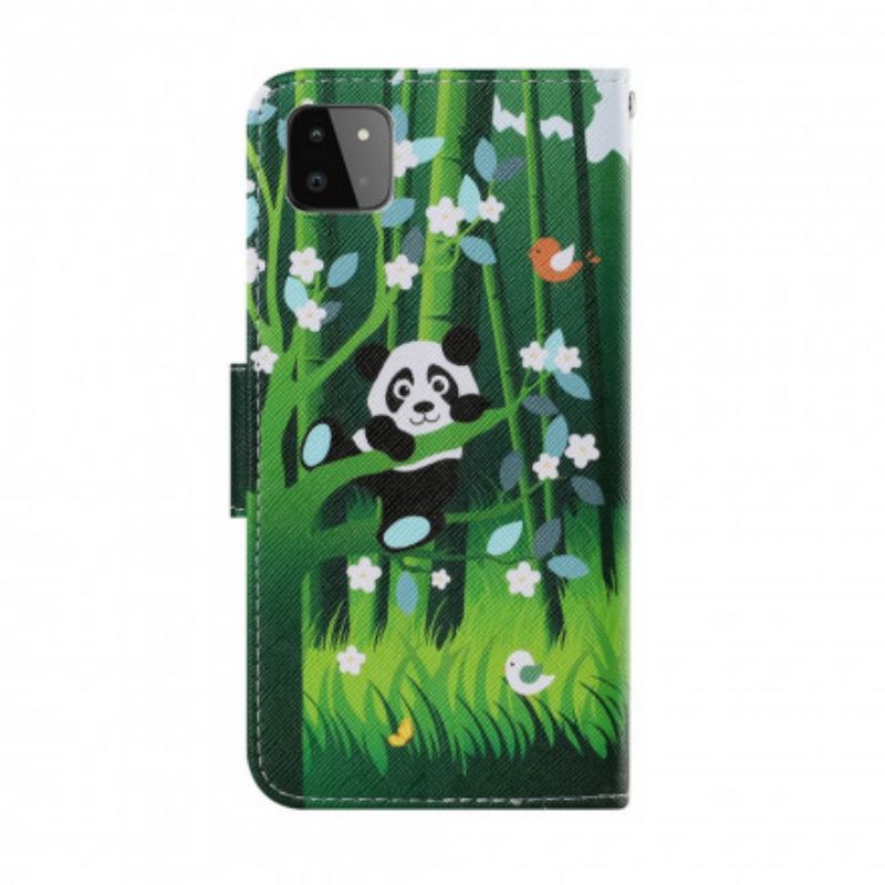 Peňaženkový Kryt Samsung Galaxy A22 5G Panda Walk