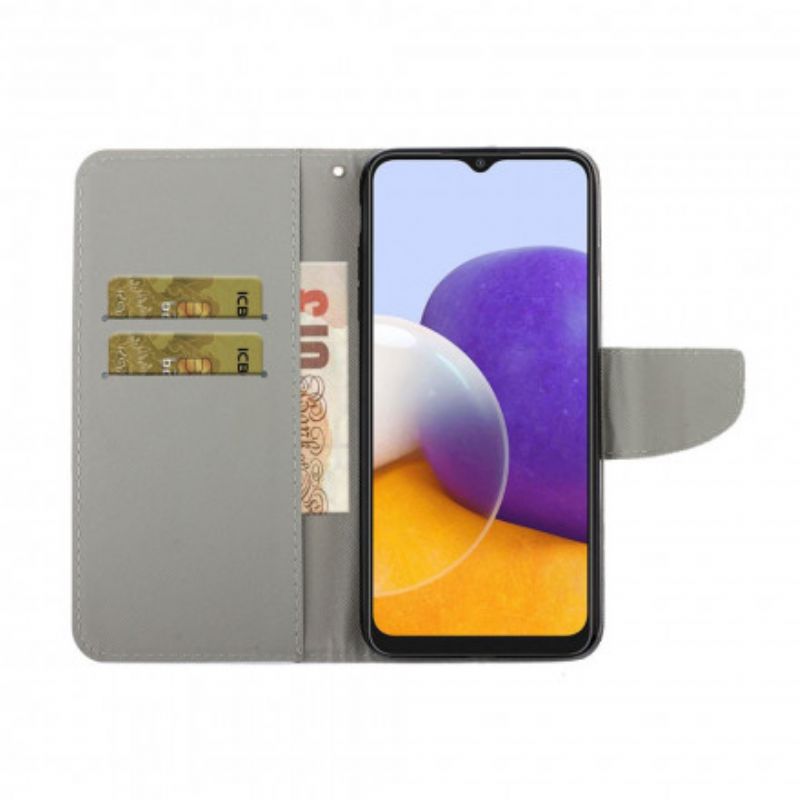 Peňaženkový Kryt Samsung Galaxy A22 5G Patchwork S Lanyardom