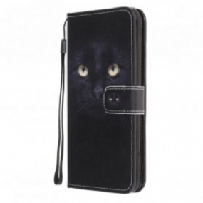 Peňaženkový Kryt Samsung Galaxy A22 5G Strappy Black Cat Eyes