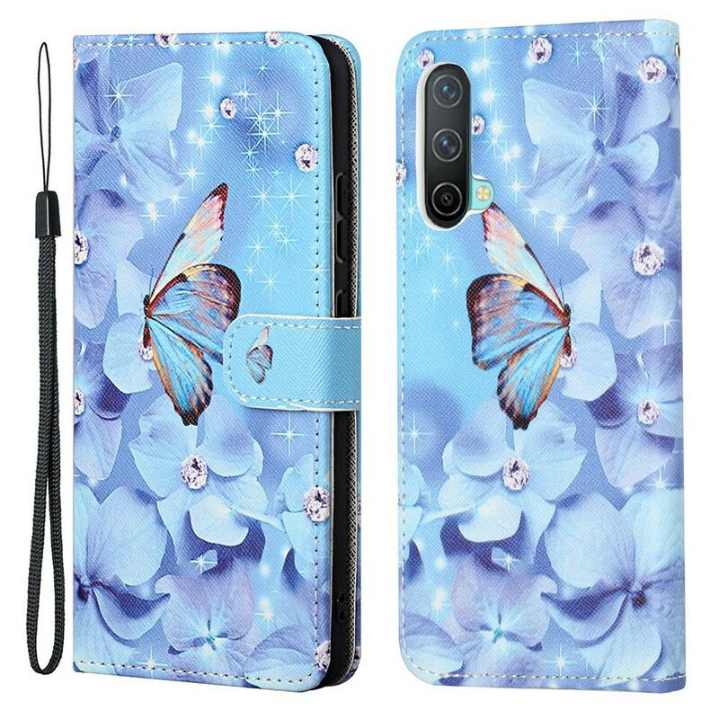 Kožené Puzdro OnePlus Nord CE 5G Strappy Diamond Butterflies