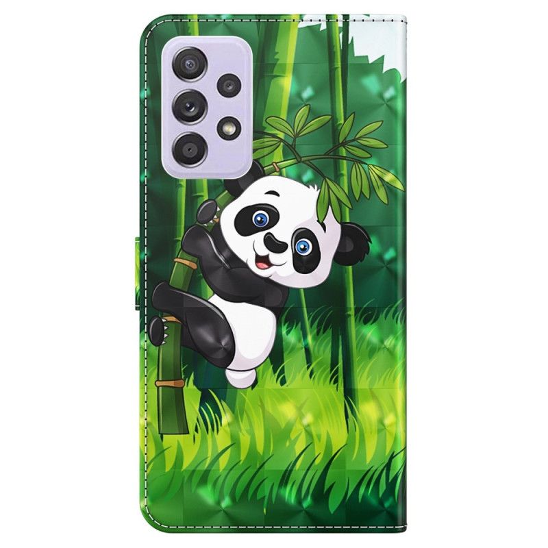 Kožené Puzdro Samsung Galaxy A23 5G Bambusová Panda So Šnúrkou