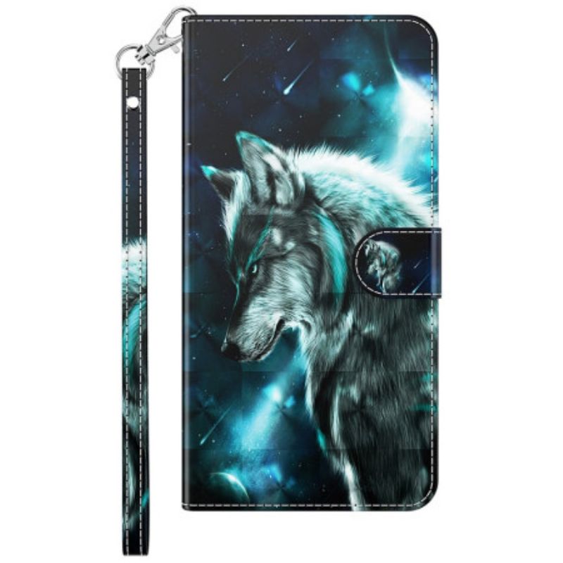 Kožené Puzdro Samsung Galaxy A23 5G Lanyard Wolf