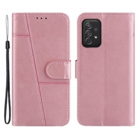 Kožené Puzdro Samsung Galaxy A72 4G / A72 5G Efekt Remienky Geo Leather