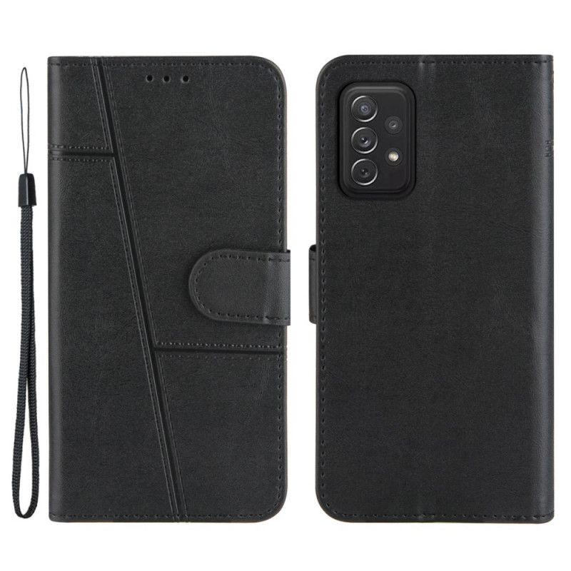 Kožené Puzdro Samsung Galaxy A72 4G / A72 5G Efekt Remienky Geo Leather