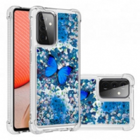 Kryt Samsung Galaxy A72 4G / A72 5G Glitter Blue Butterflies