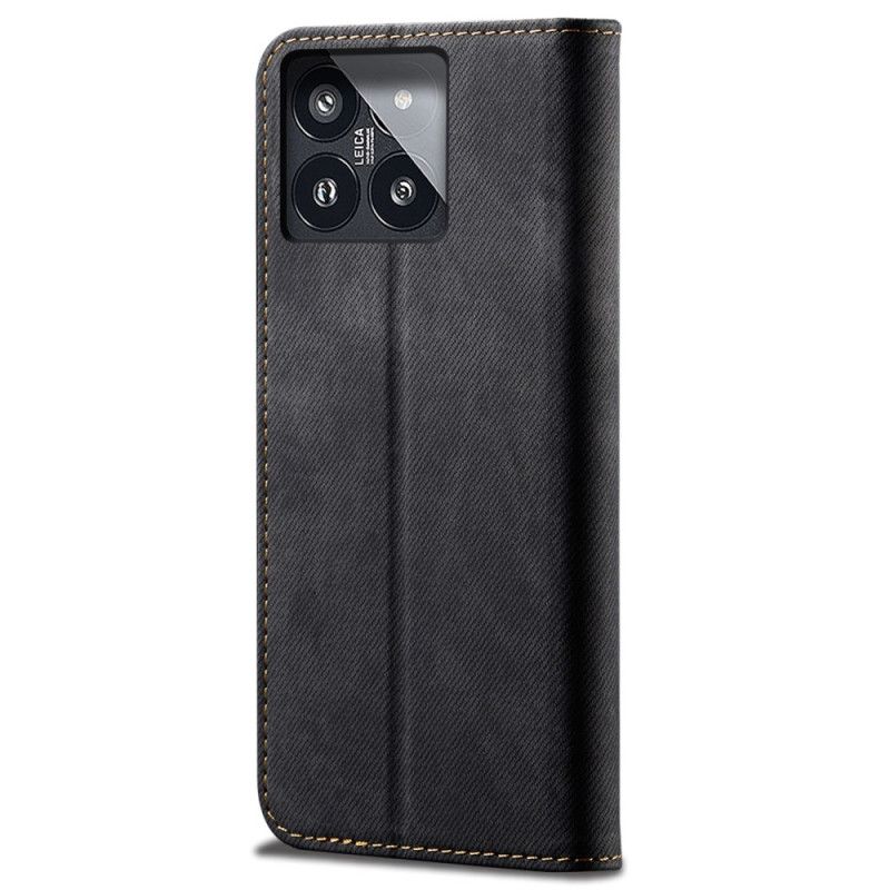 Kožené Puzdro Xiaomi 14 Pro Džínsová Tkanina