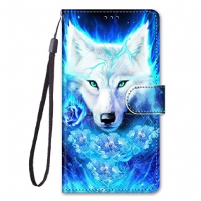 Kožené Puzdro Samsung Galaxy M53 5G Lanyard Wolf