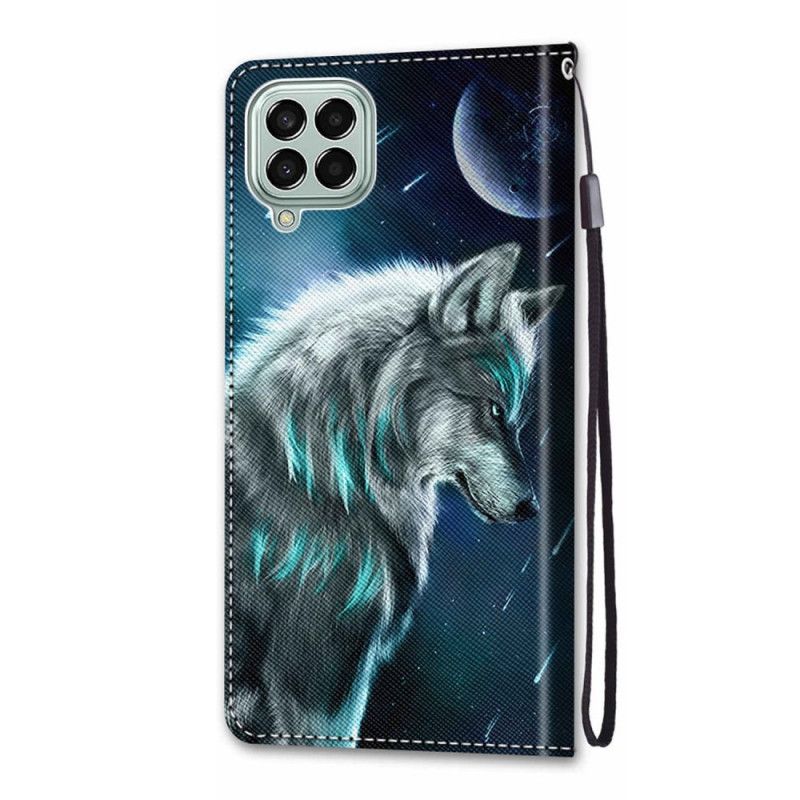 Kožené Puzdro Samsung Galaxy M53 5G Lanyard Wolf