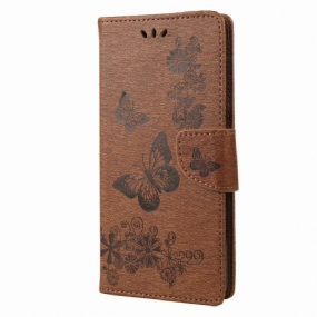 Kožené Puzdro Samsung Galaxy M53 5G Popruh Butterflies Design