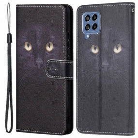 Kožené Puzdro Samsung Galaxy M53 5G Strappy Cat Eyes