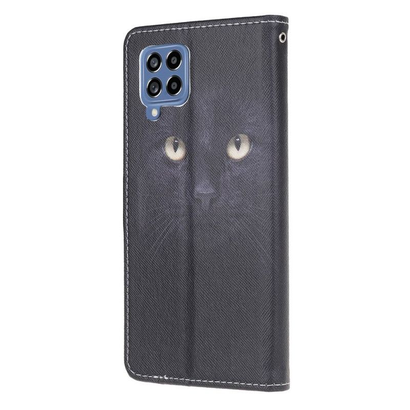 Kožené Puzdro Samsung Galaxy M53 5G Strappy Cat Eyes