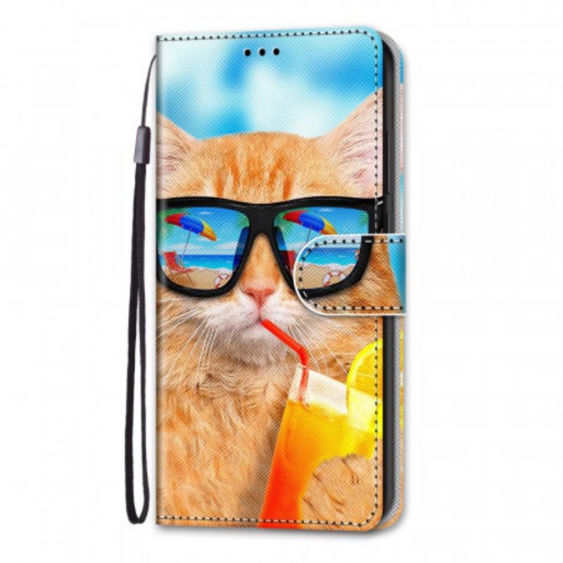 Kožené Puzdro Samsung Galaxy M53 5G Strappy Star Cat