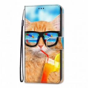 Kožené Puzdro Samsung Galaxy M53 5G Strappy Star Cat