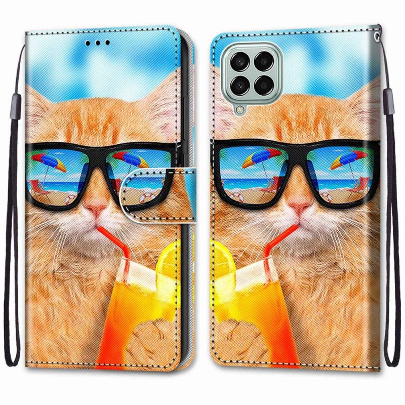 Kožené Puzdro Samsung Galaxy M53 5G Strappy Star Cat