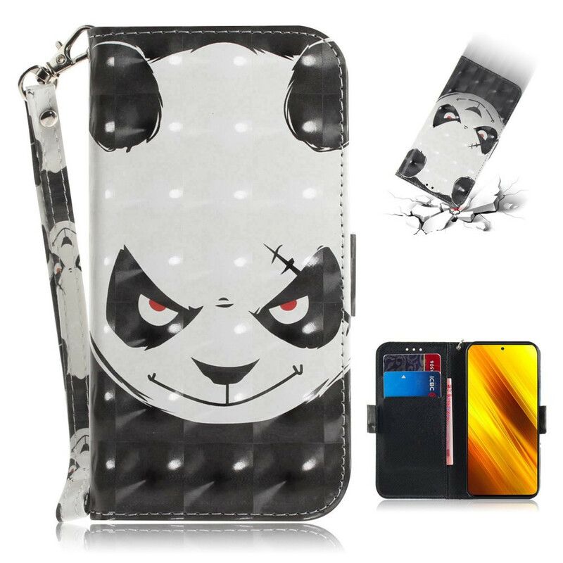 Flipové Puzdro Poco X3 / X3 Pro / X3 NFC Angry Panda With Lanyard