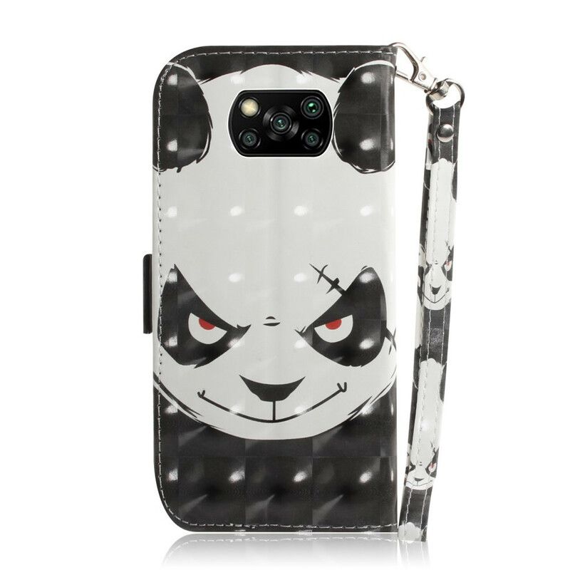 Flipové Puzdro Poco X3 / X3 Pro / X3 NFC Angry Panda With Lanyard