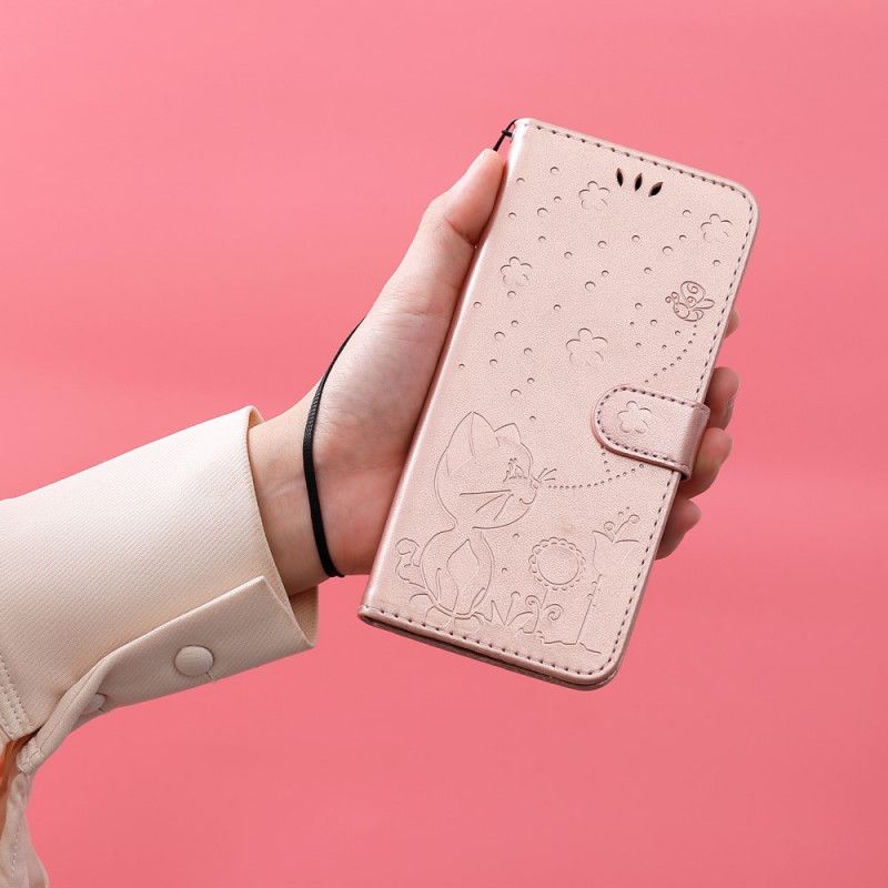 Peňaženkový Kryt Xiaomi Redmi Note 11 Pro Plus 5G Strappy Mačka A Včely