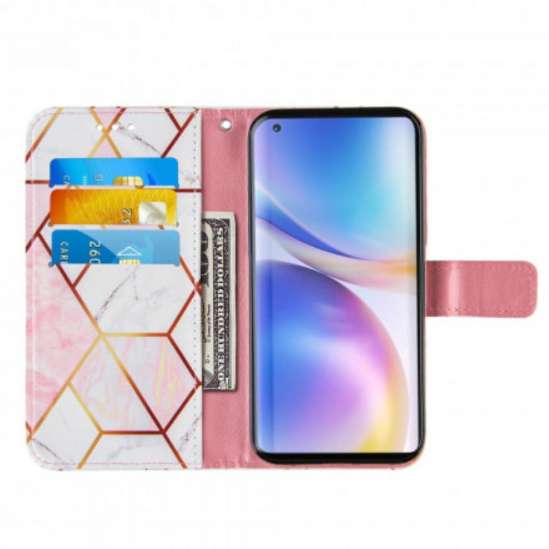 Kožené Puzdro OnePlus 9 Pro Pruhovaný Geometrický Mramor