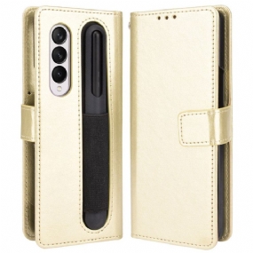 Kožené Puzdro Samsung Galaxy Z Fold 4 Retro Business Strappy