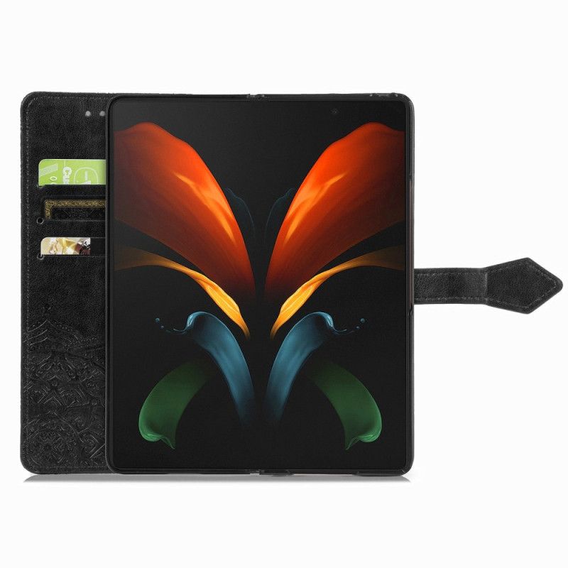 Kožené Puzdro Samsung Galaxy Z Fold 4 Stredoveká Strappy Mandala