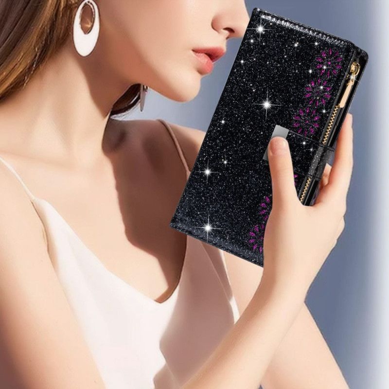 Peňaženkový Kryt Samsung Galaxy Z Fold 4 Ultra Flitrované S Remienkom