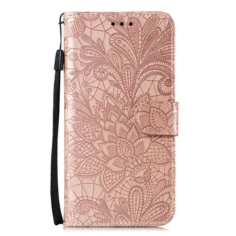 Kožené Puzdro Samsung Galaxy A41 Popruh Tribal Kvety