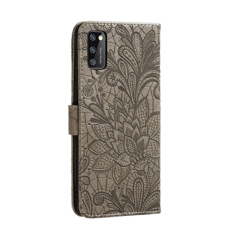 Kožené Puzdro Samsung Galaxy A41 Popruh Tribal Kvety