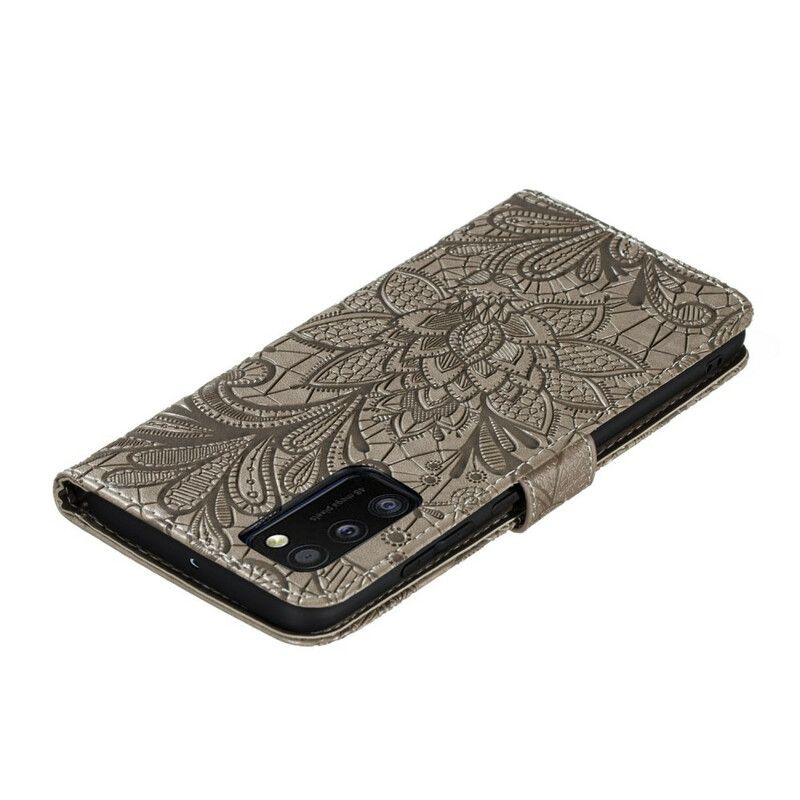 Kožené Puzdro Samsung Galaxy A41 Popruh Tribal Kvety