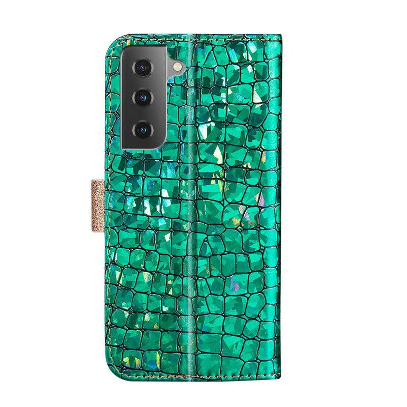 Kožené Puzdro Samsung Galaxy S21 5G Krokodílie Diamanty