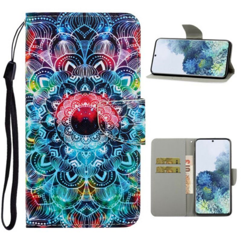 Kožené Puzdro Samsung Galaxy S21 5G Okázalá Strappy Mandala