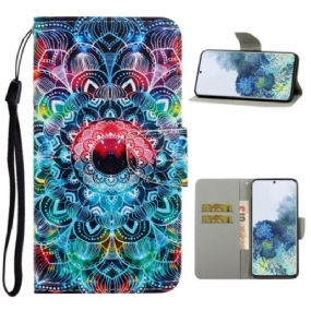 Kožené Puzdro Samsung Galaxy S21 5G Okázalá Strappy Mandala