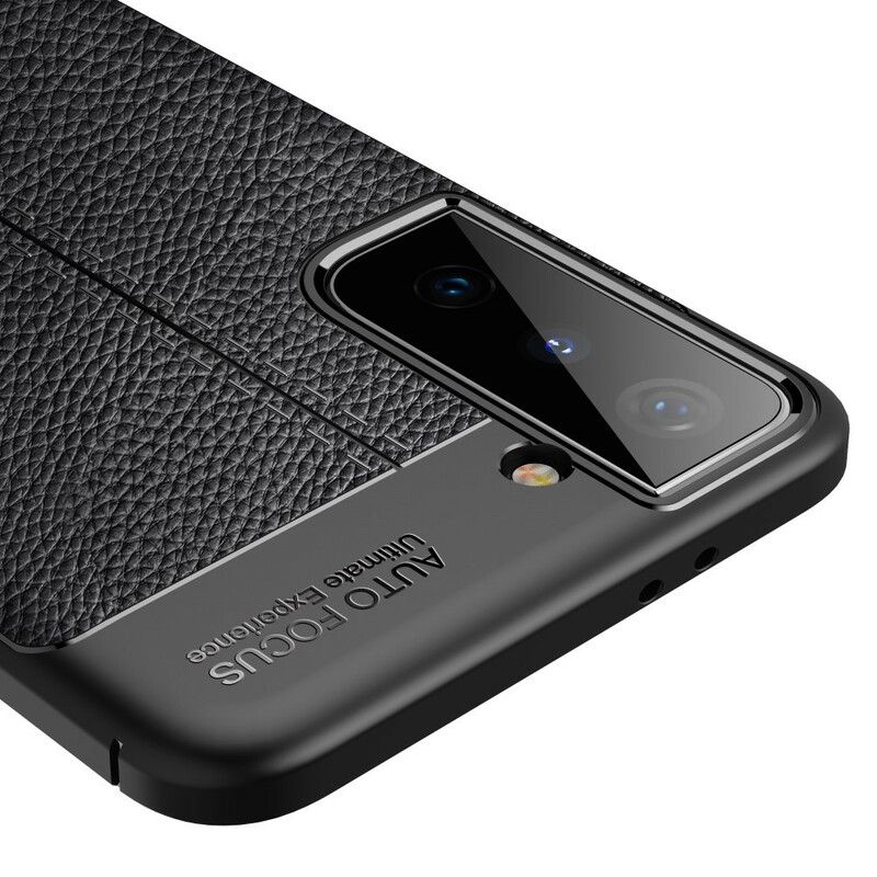 Kryt Samsung Galaxy S21 5G Efekt Dvojitej Kože Litchi