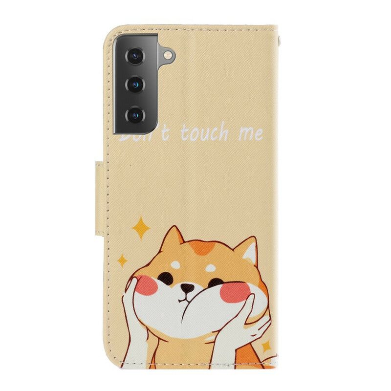 Peňaženkový Kryt Samsung Galaxy S21 5G Cat Don't Touch Me S Popruhom