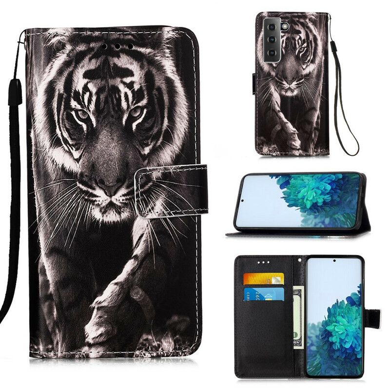 Peňaženkový Kryt Samsung Galaxy S21 5G Nočný Tiger