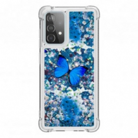 Kryt Samsung Galaxy A52 4G / A52 5G / A52s 5G Glitter Blue Butterflies