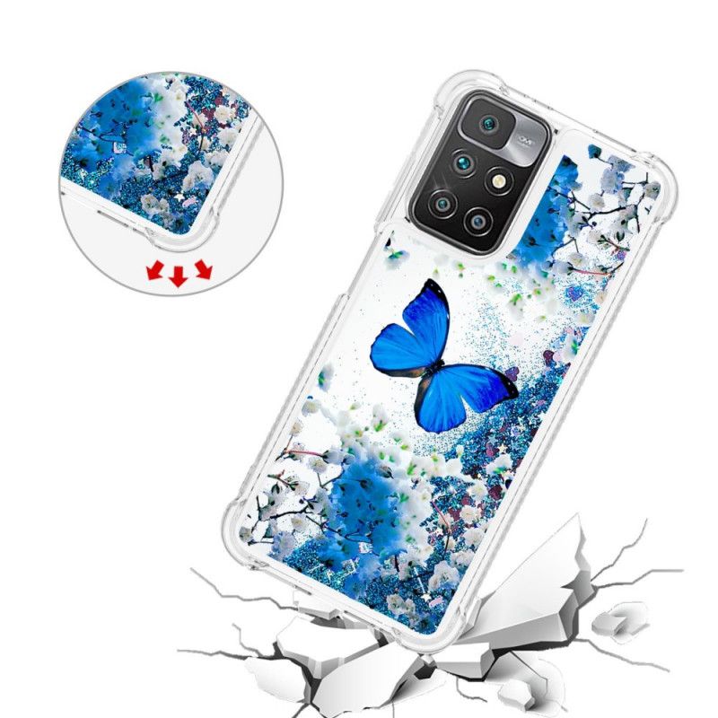 Kryt Xiaomi Redmi 10 Glitter Blue Butterflies