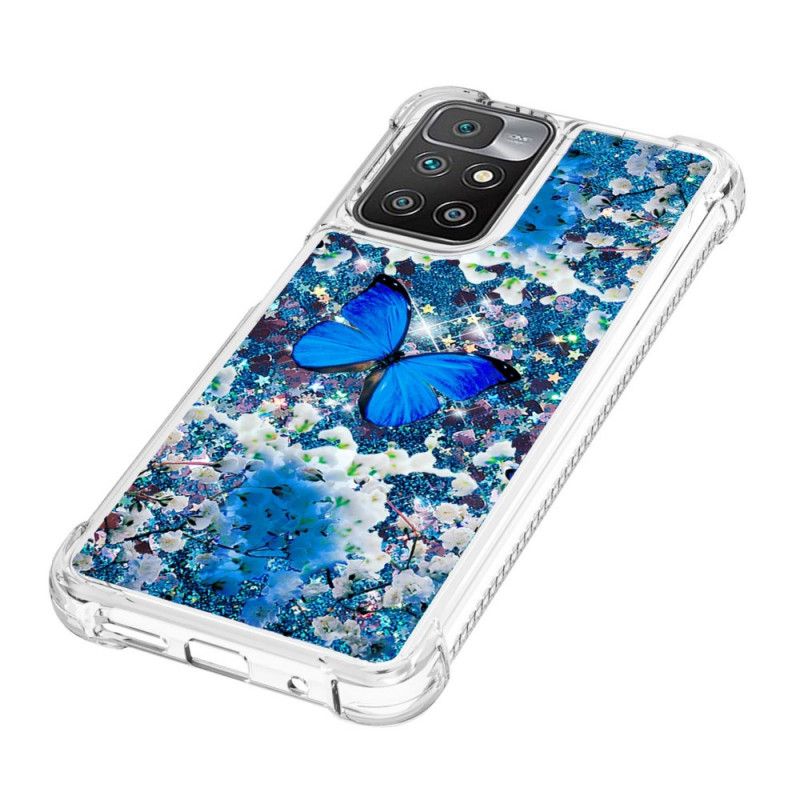 Kryt Xiaomi Redmi 10 Glitter Blue Butterflies