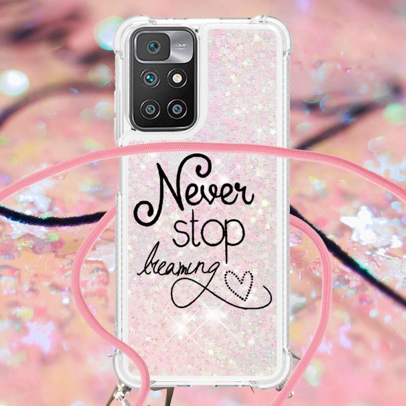 Kryt Xiaomi Redmi 10 Never Stop Glitter Drawstring