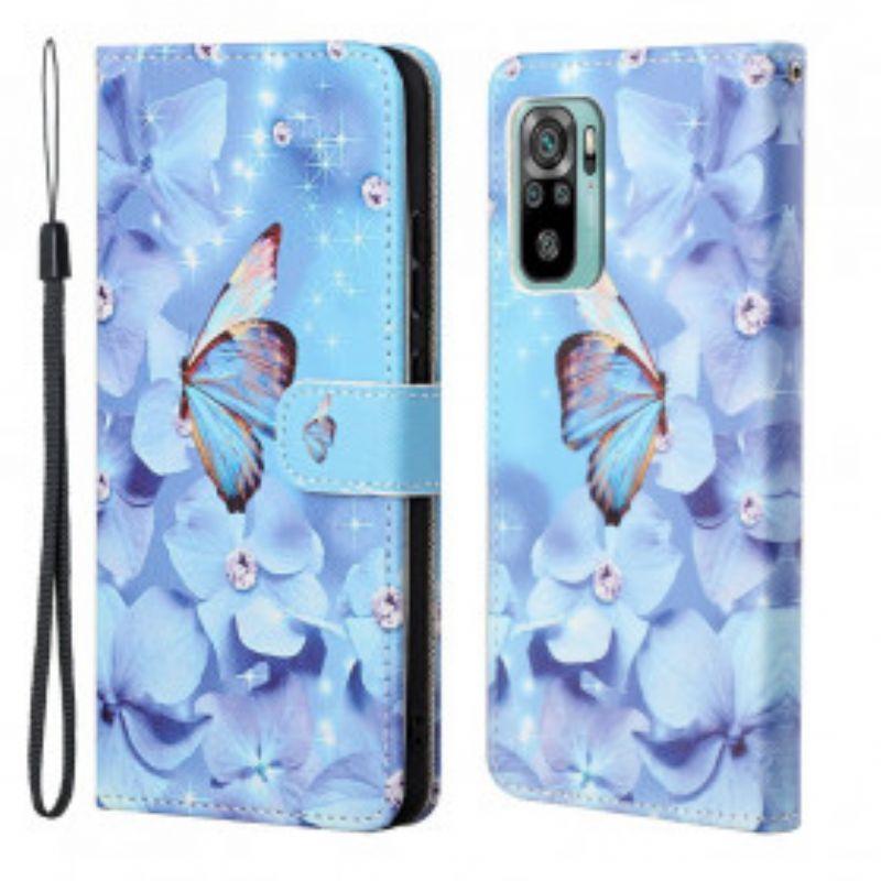 Peňaženkový Kryt Xiaomi Redmi 10 Strappy Diamond Butterflies