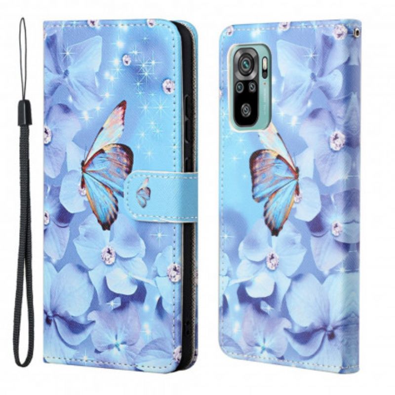 Peňaženkový Kryt Xiaomi Redmi 10 Strappy Diamond Butterflies