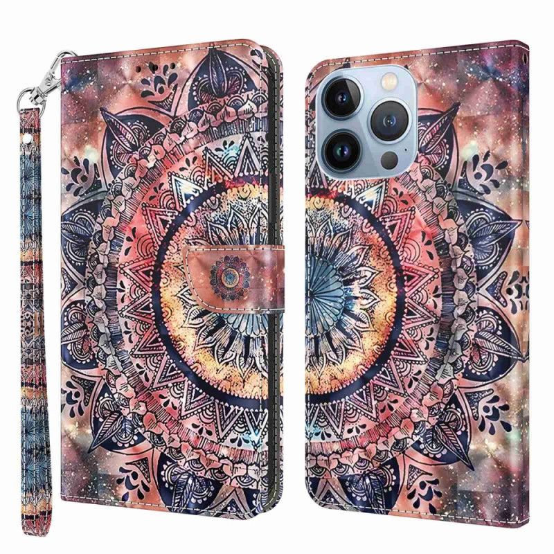 Kožené Puzdro iPhone 14 Pro Colorful Strappy Mandala