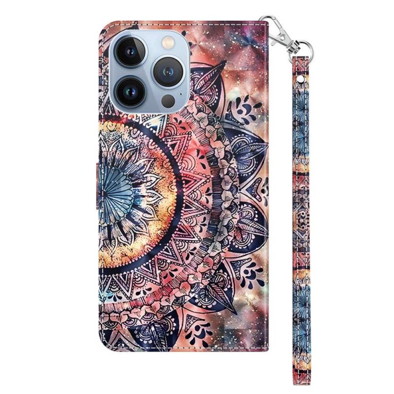 Kožené Puzdro iPhone 14 Pro Colorful Strappy Mandala