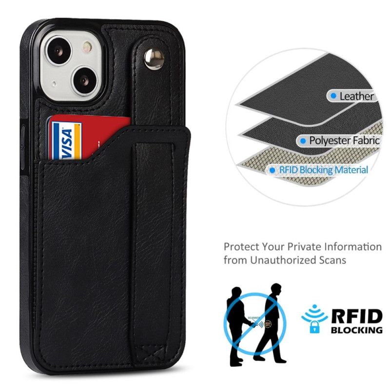 Kryt iPhone 14 Držiak Rfid Karty S Remienkom