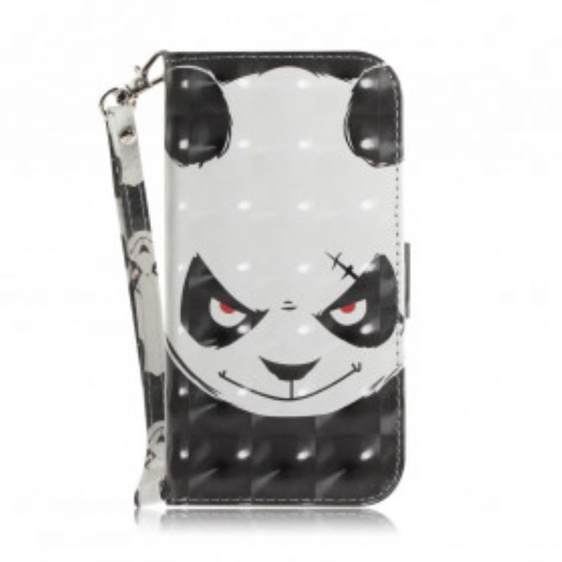 Kožené Puzdro Samsung Galaxy A32 5G Angry Panda With Lanyard