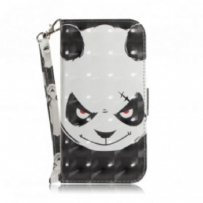 Kožené Puzdro Samsung Galaxy A32 5G Angry Panda With Lanyard