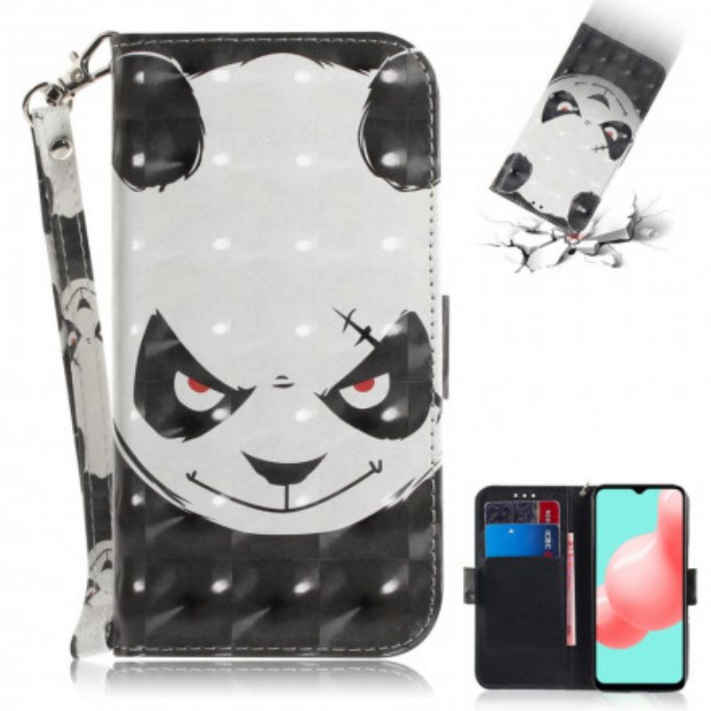 Kožené Puzdro Samsung Galaxy A32 5G Angry Panda With Lanyard