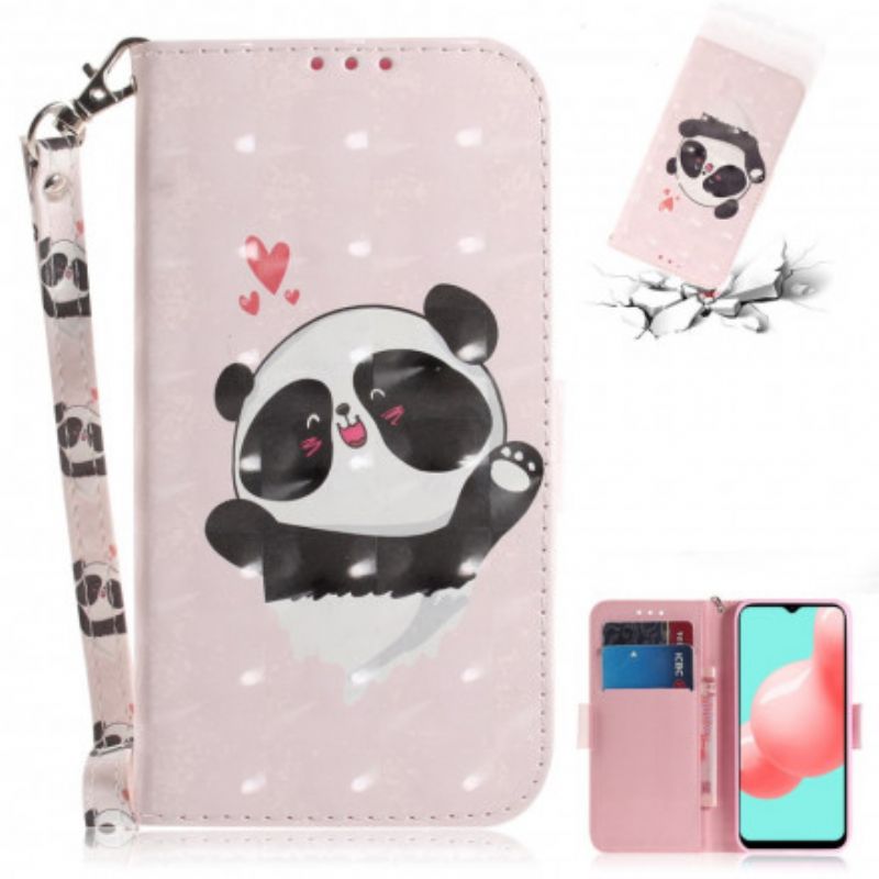 Kožené Puzdro Samsung Galaxy A32 5G Panda Love With Lanyard