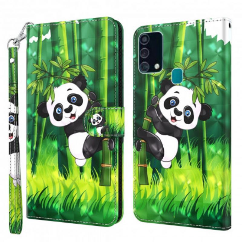 Kožené Puzdro Samsung Galaxy A32 5G Svetlá Škvrna Panda A Bamboo